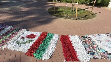 Bulgaristan’ın Kazanlık kentinde Gül Bayramı kapsamında 200 metreyi aşan uzunluğuyla dikkat çeken özel bir çerge sergilendi